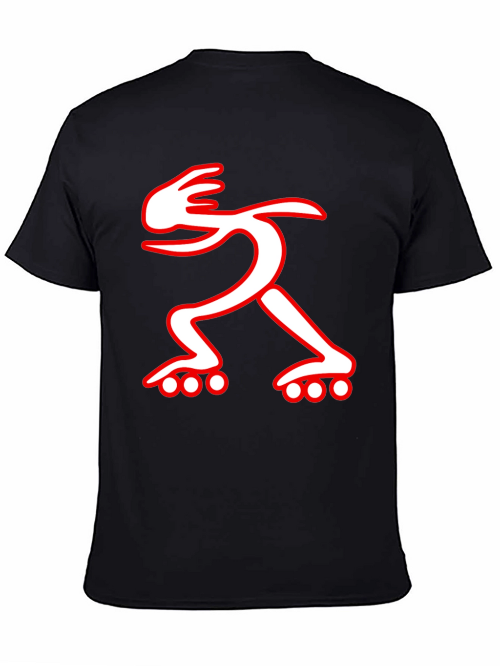 Black T-Shirt with Red and White Roller Skate Design