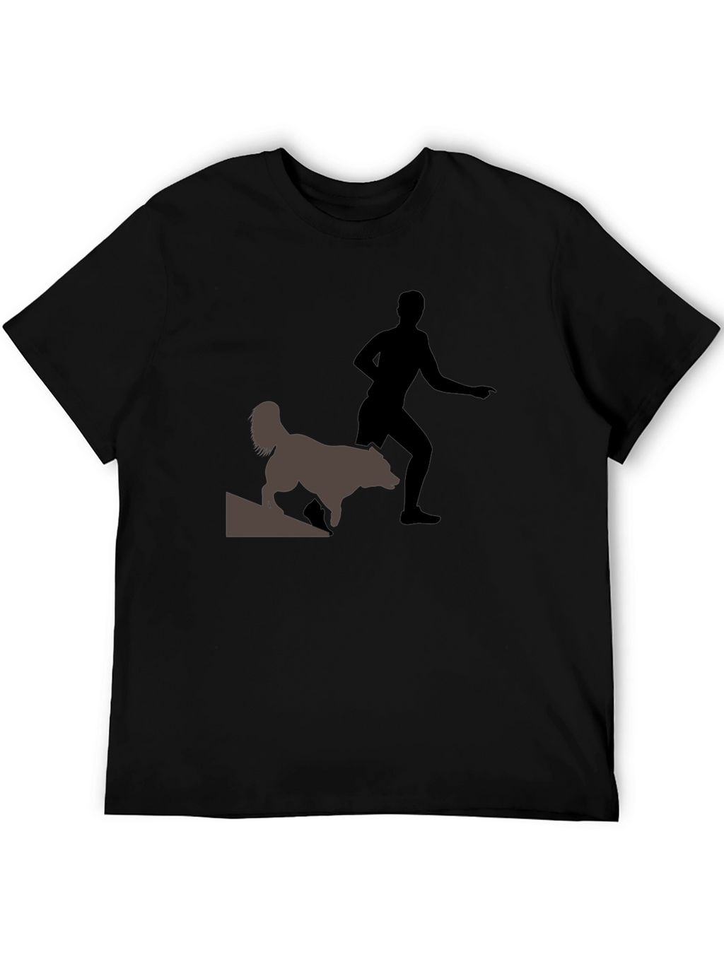 Black T-Shirt with Man and Dog Graphic