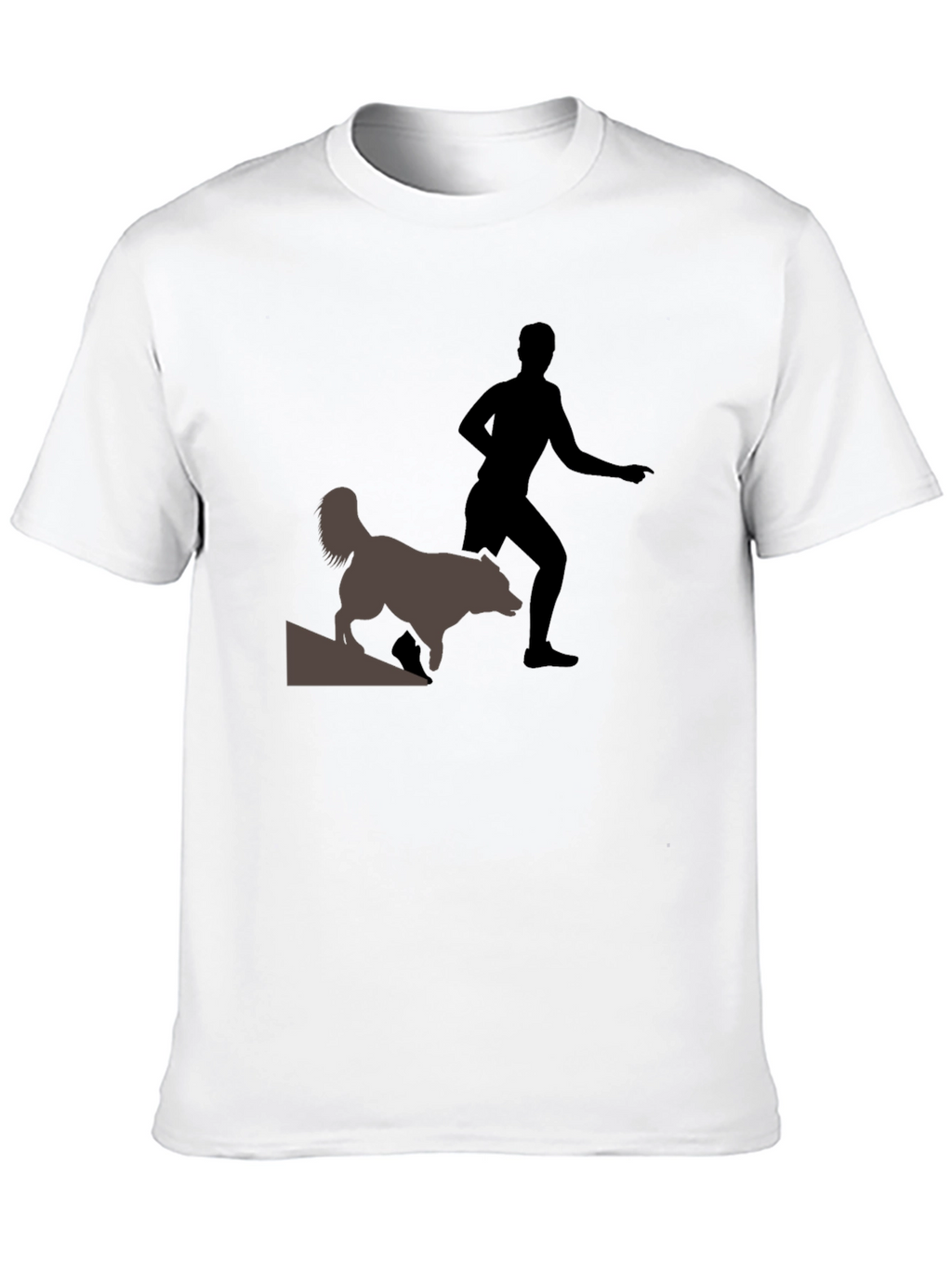 Black T-Shirt with Man and Dog Graphic