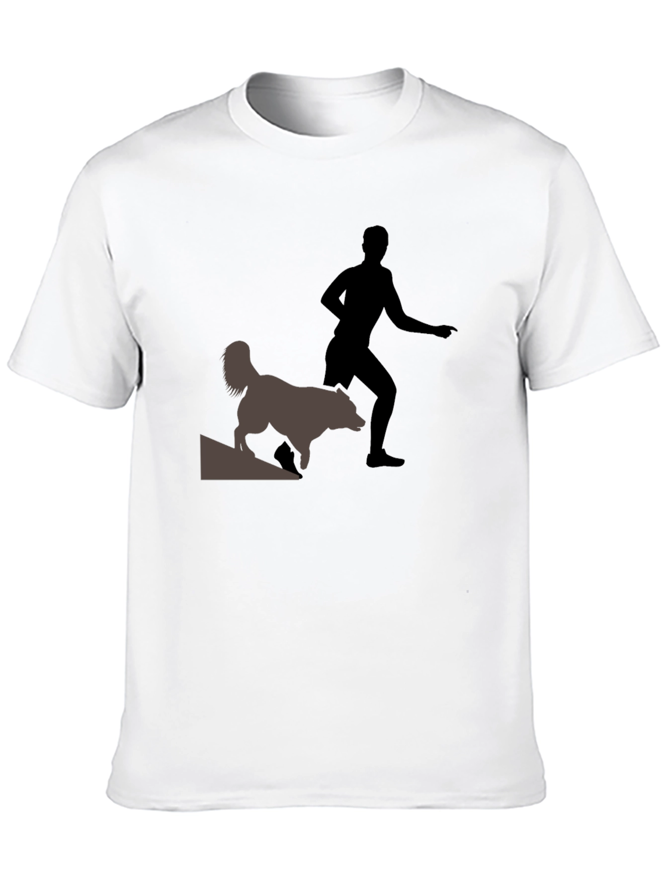 Black T-Shirt with Man and Dog Graphic
