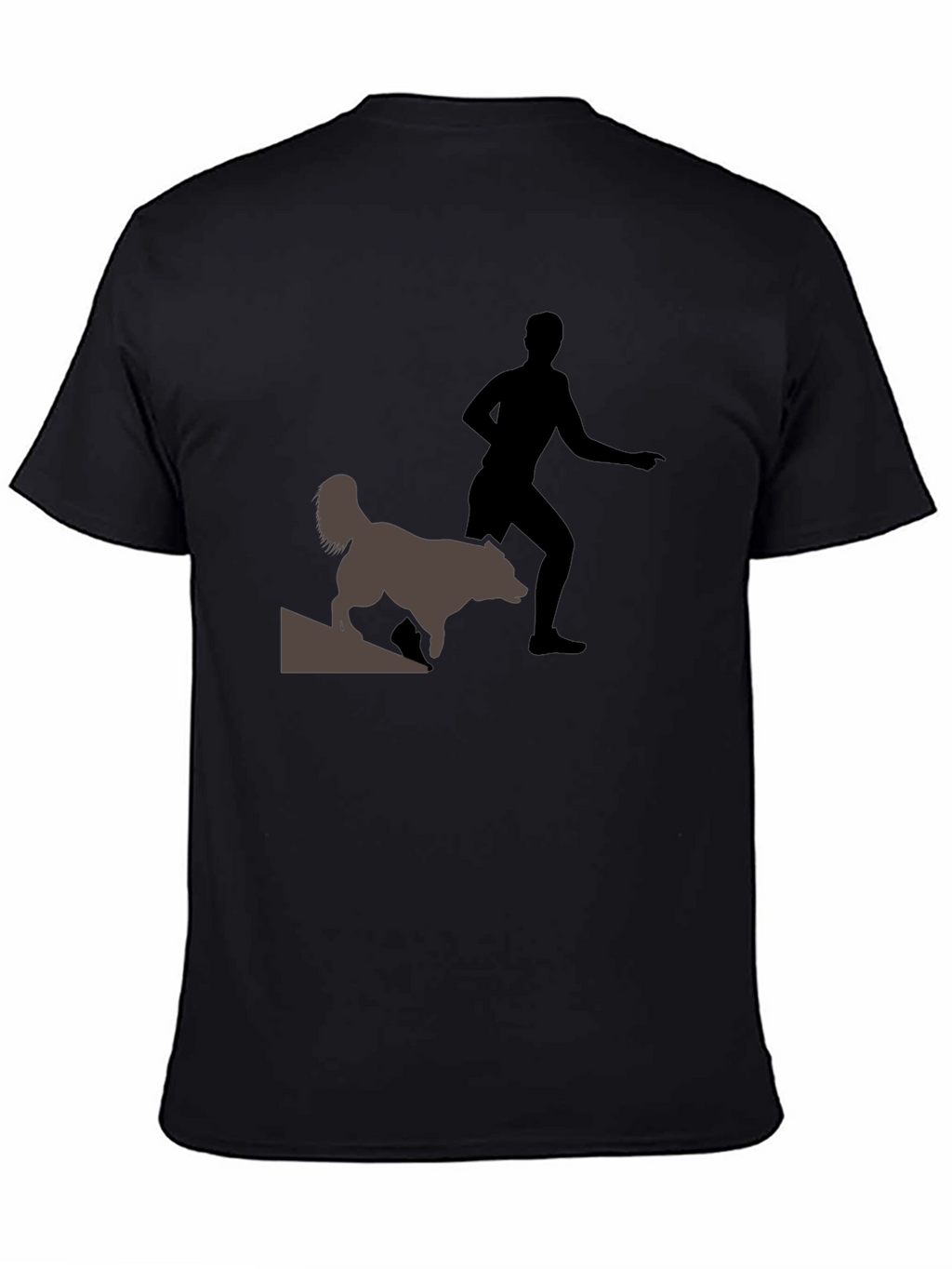 Black T-Shirt with Man and Dog Graphic