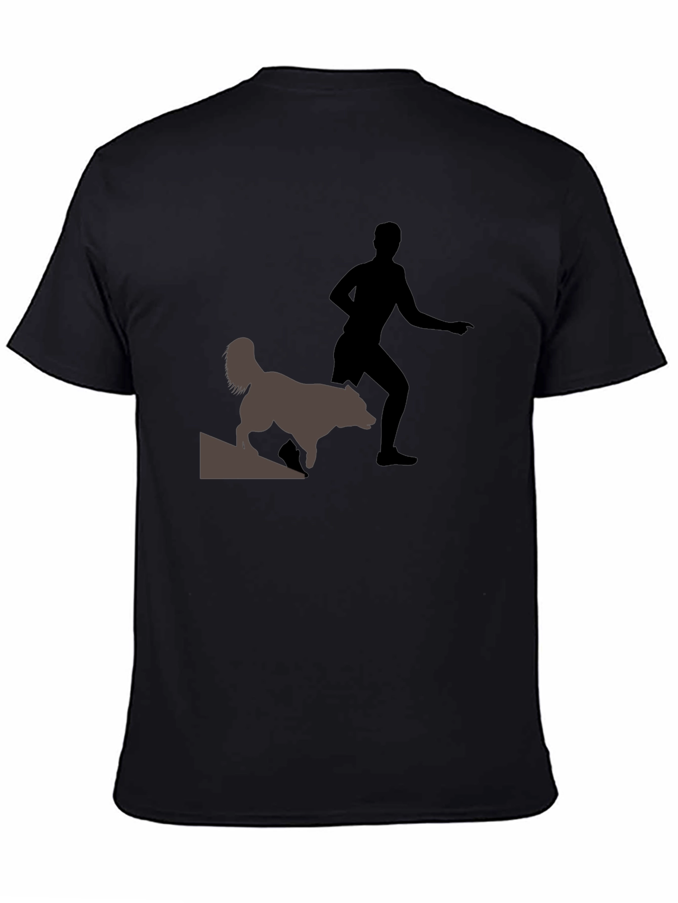 Black T-Shirt with Man and Dog Graphic