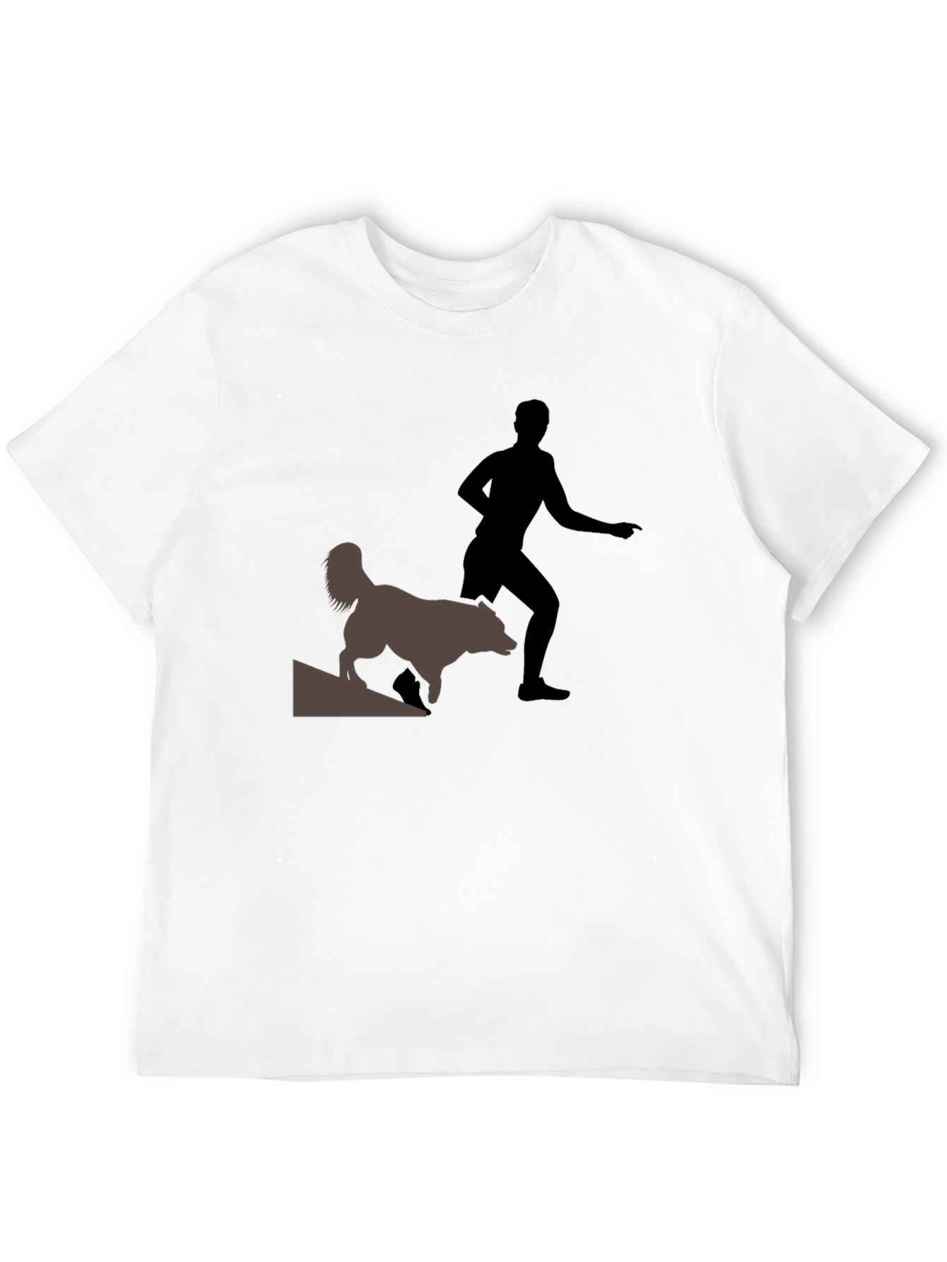Black T-Shirt with Man and Dog Graphic