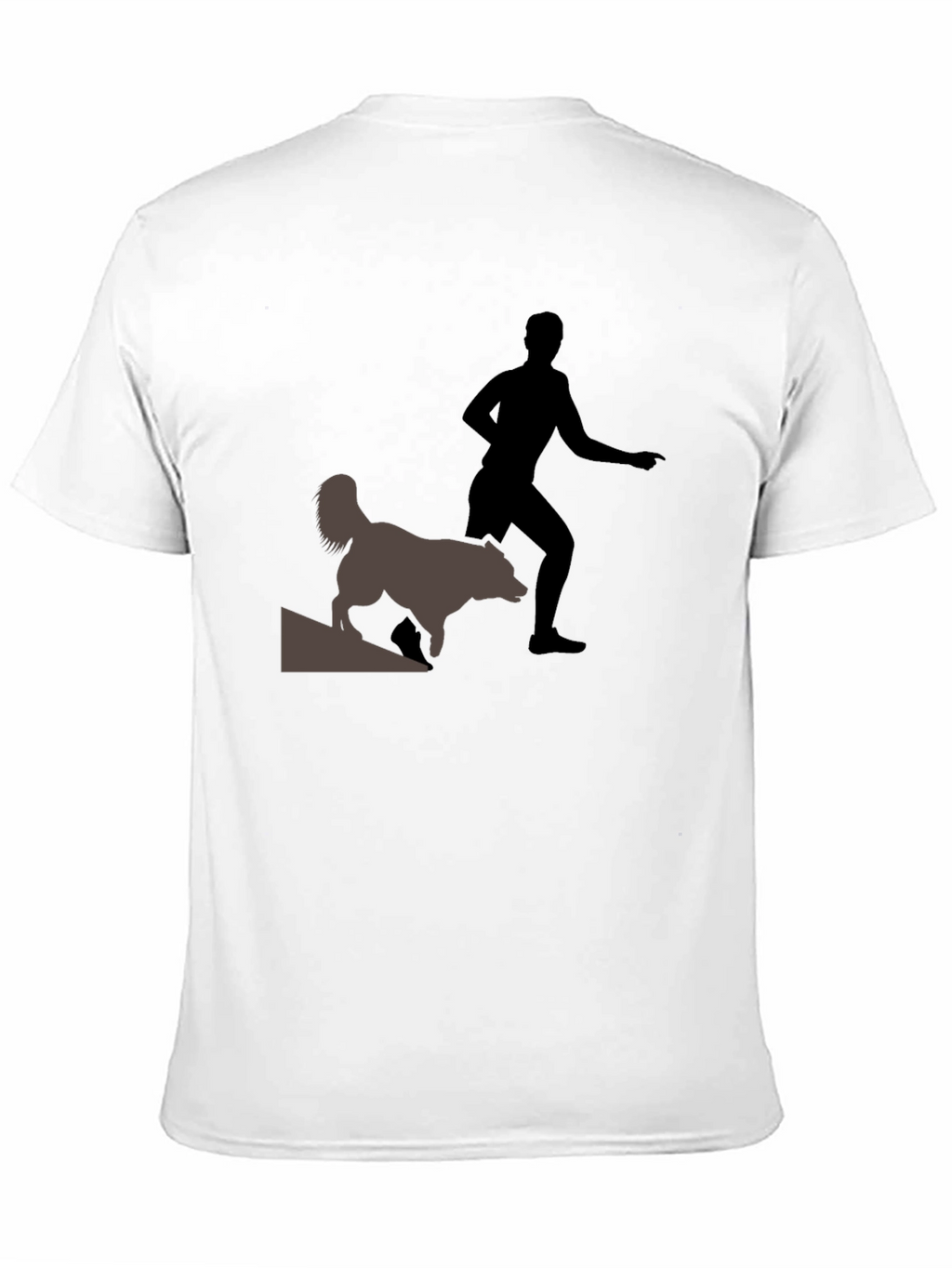 Black T-Shirt with Man and Dog Graphic
