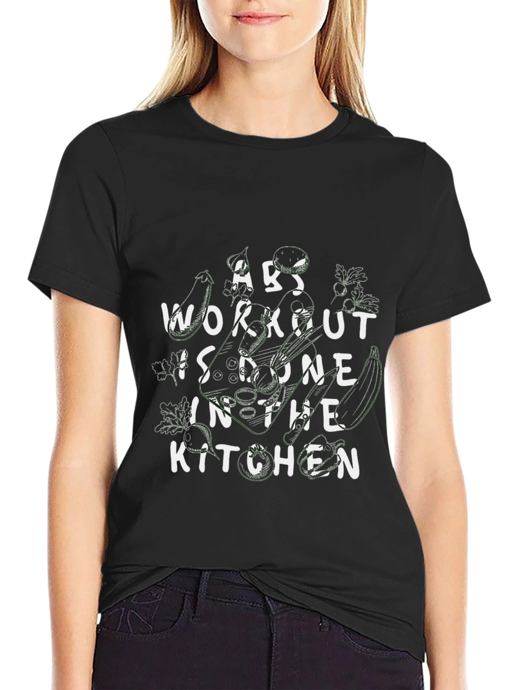 Abs Workout Kitchen Black Graphic T-Shirt