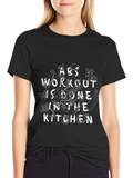 Abs Workout Kitchen Black Graphic T-Shirt