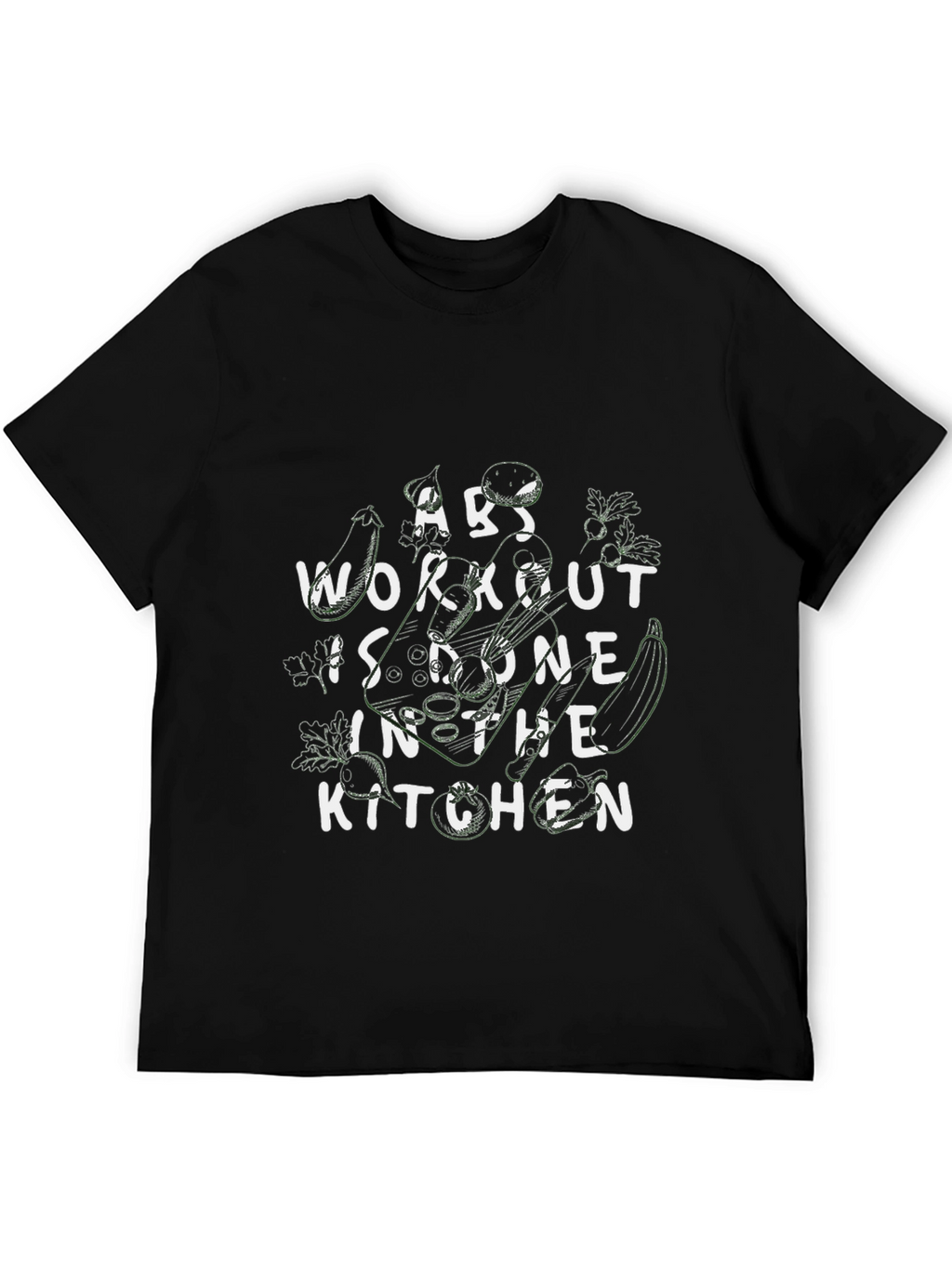 Abs Workout Kitchen Black Graphic T-Shirt