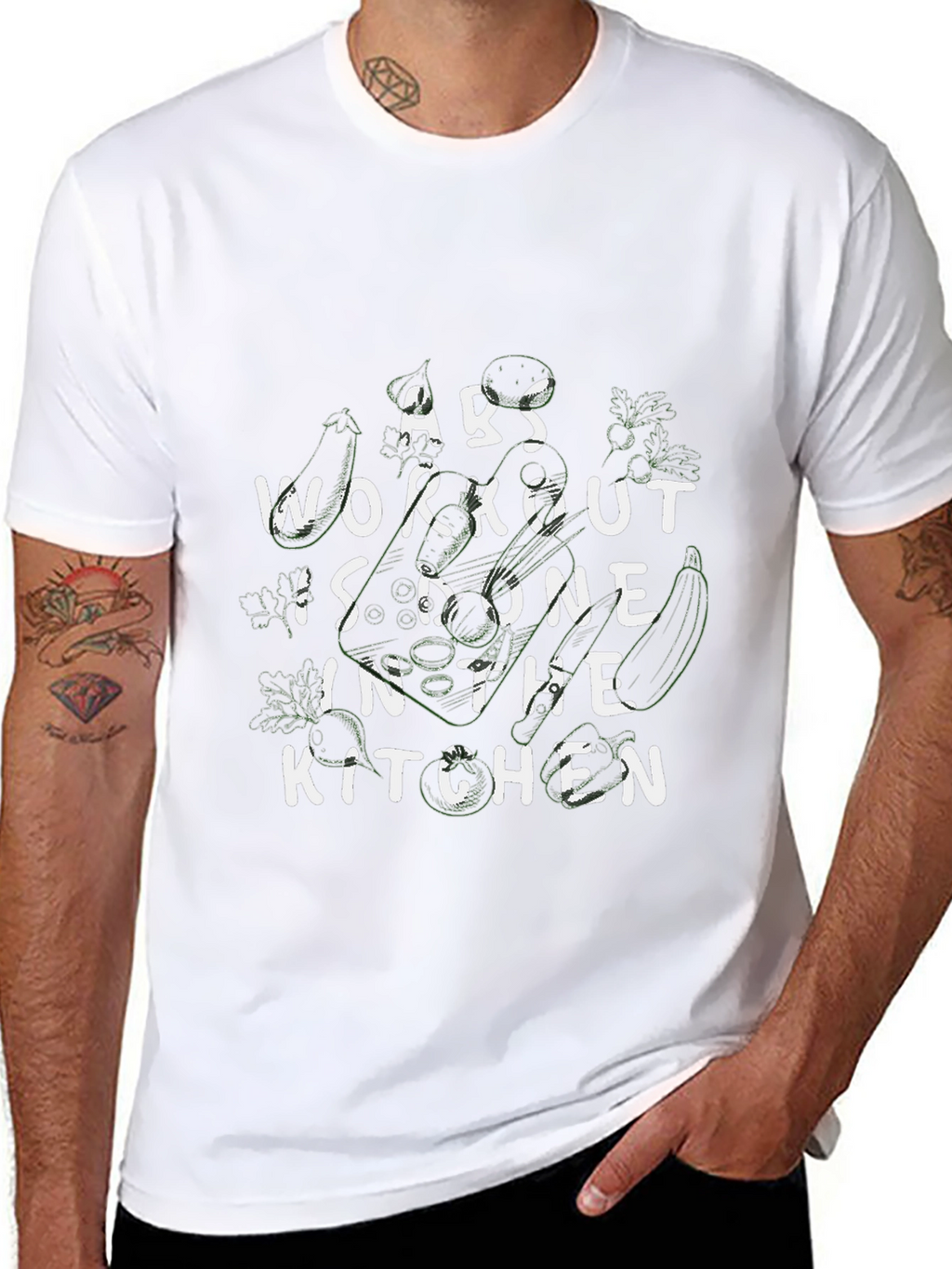 Abs Workout Kitchen Black Graphic T-Shirt