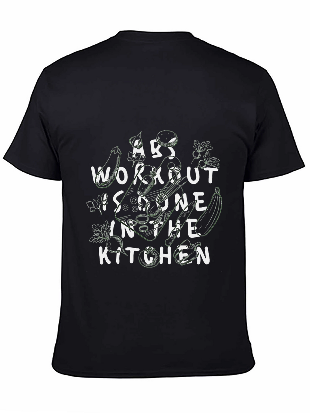 Abs Workout Kitchen Black Graphic T-Shirt