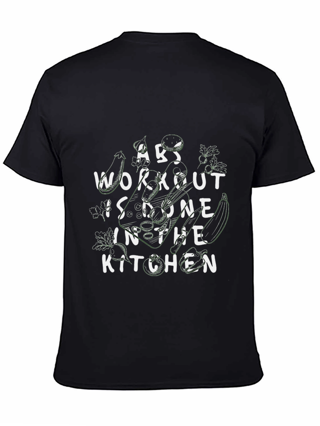 Abs Workout Kitchen Black Graphic T-Shirt