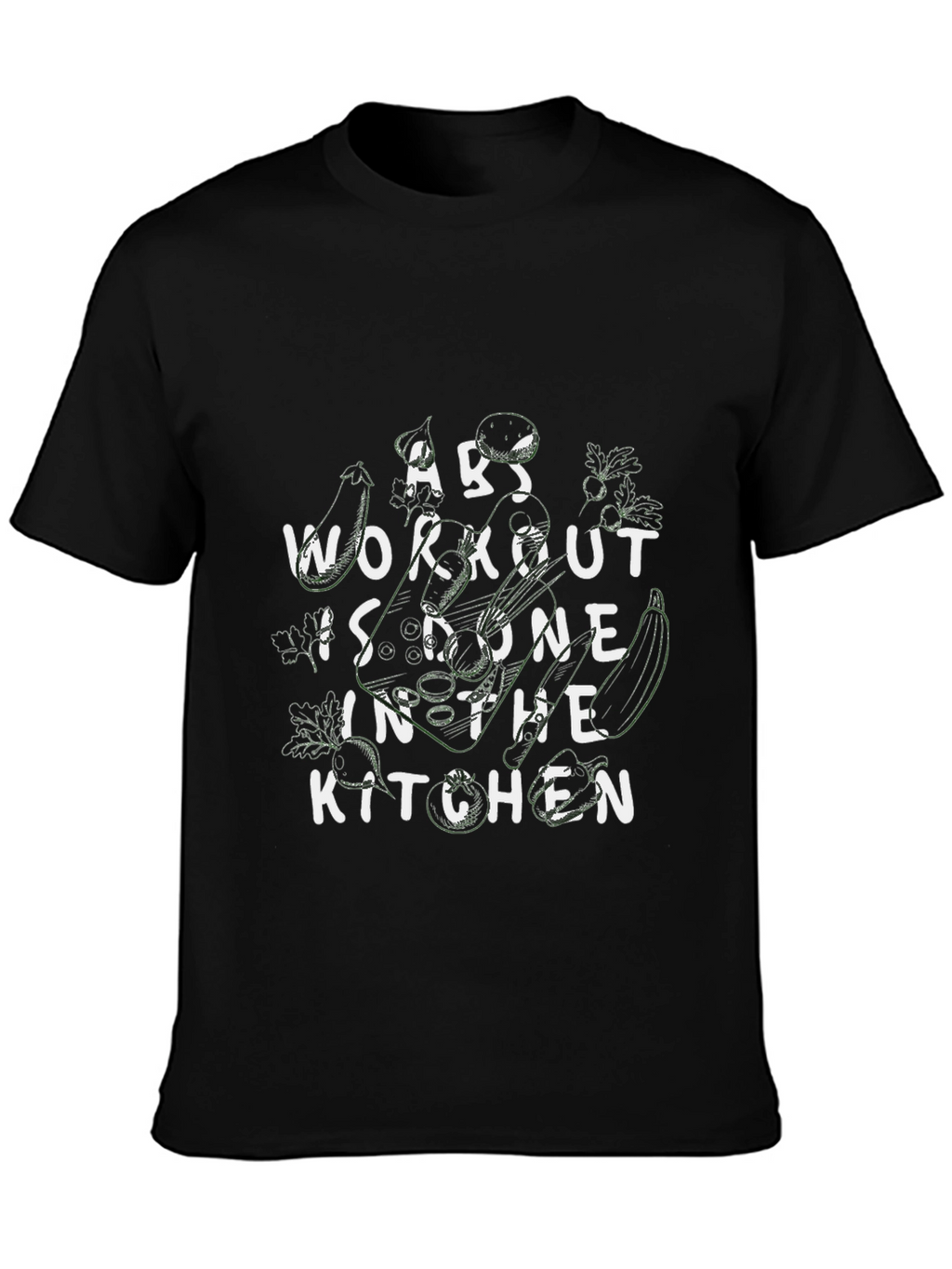 Abs Workout Kitchen Black Graphic T-Shirt
