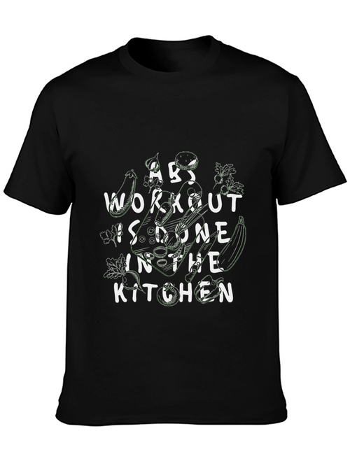 Abs Workout Kitchen Black Graphic T-Shirt
