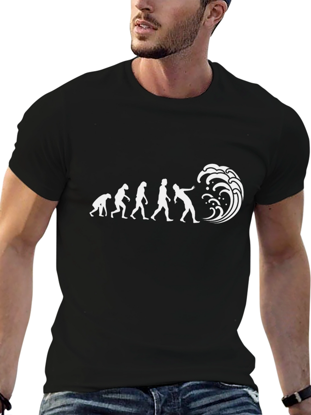 Evolution of Surfing Black T-Shirt