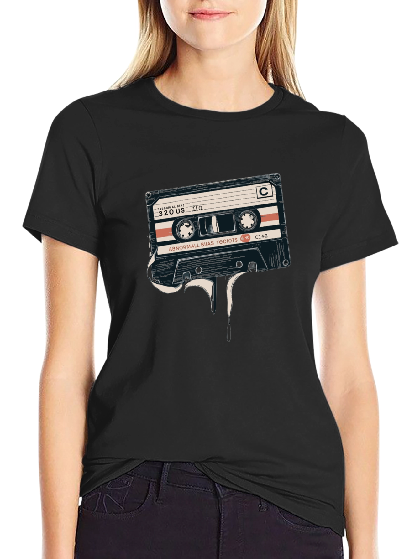 Retro Cassette Tape Graphic Tee - Black