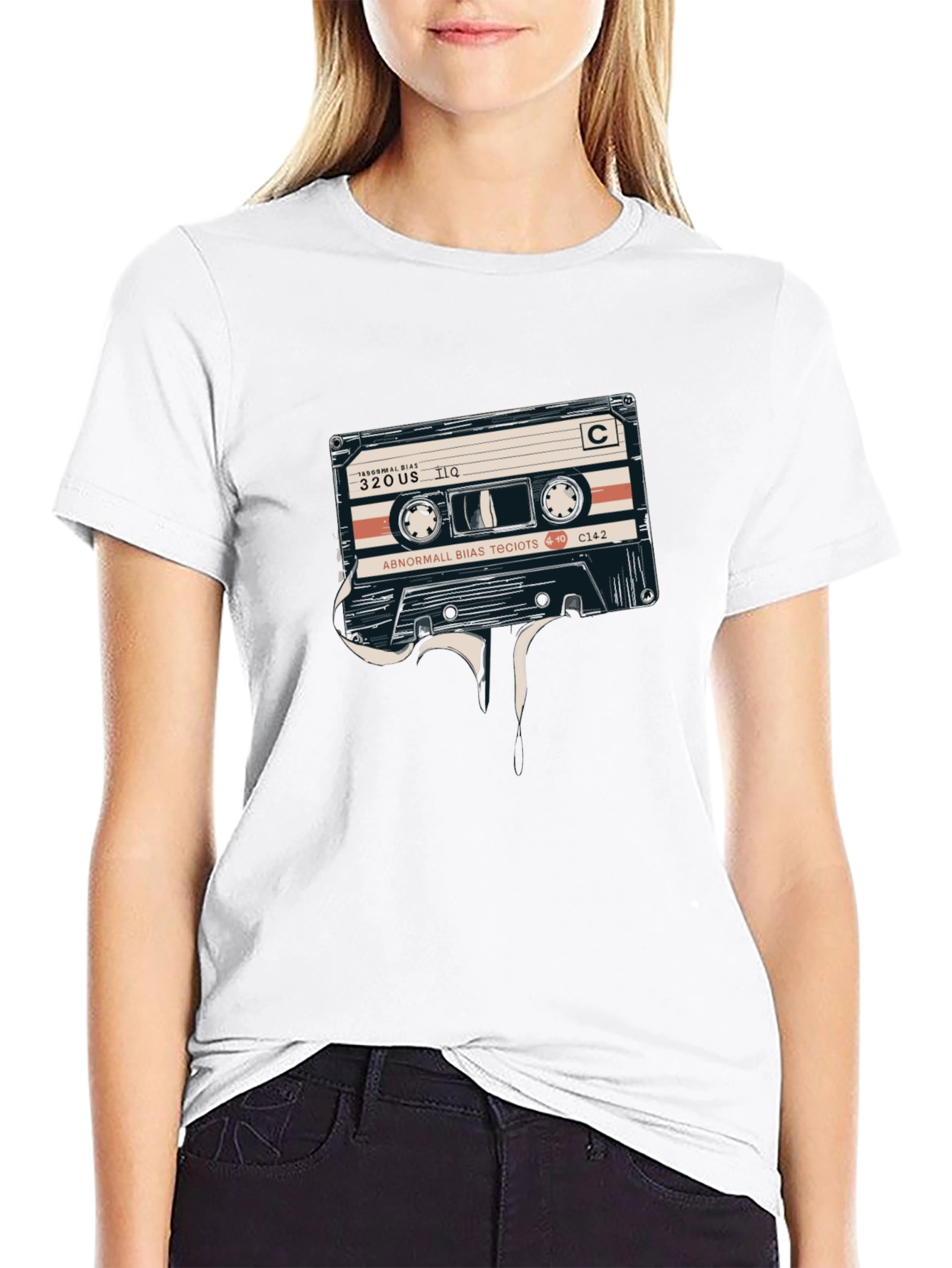 Retro Cassette Tape Graphic Tee - Black