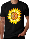 Sunflower Mandala Graphic Tee - Unique Design
