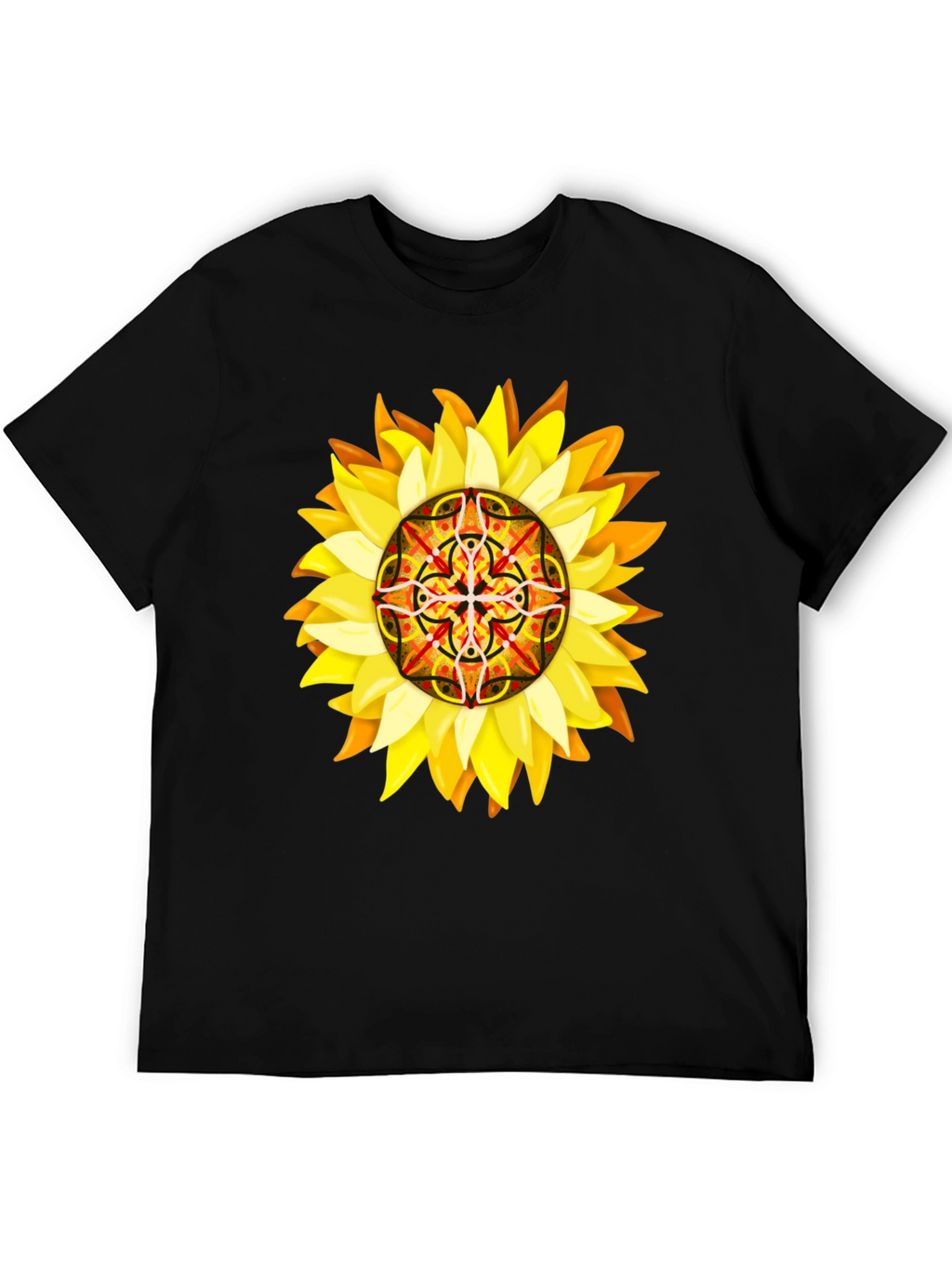 Sunflower Mandala Graphic Tee - Unique Design
