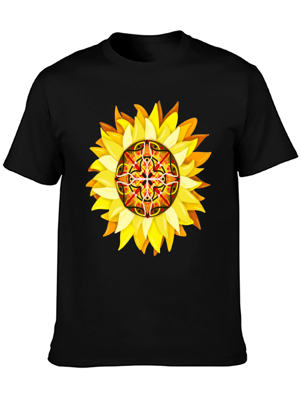 Sunflower Mandala Graphic Tee - Unique Design