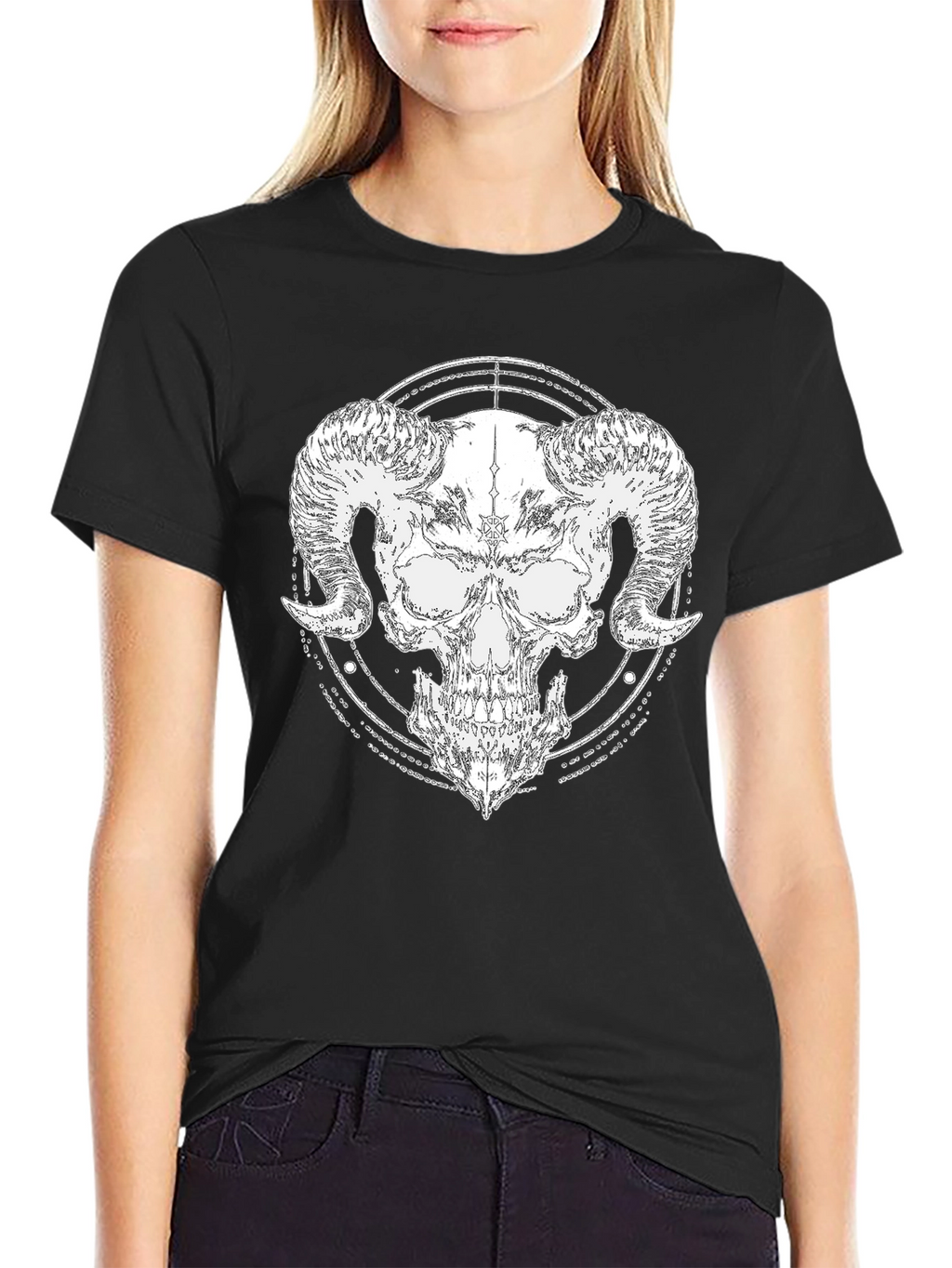 Skull Horn Graphic Black T-Shirt