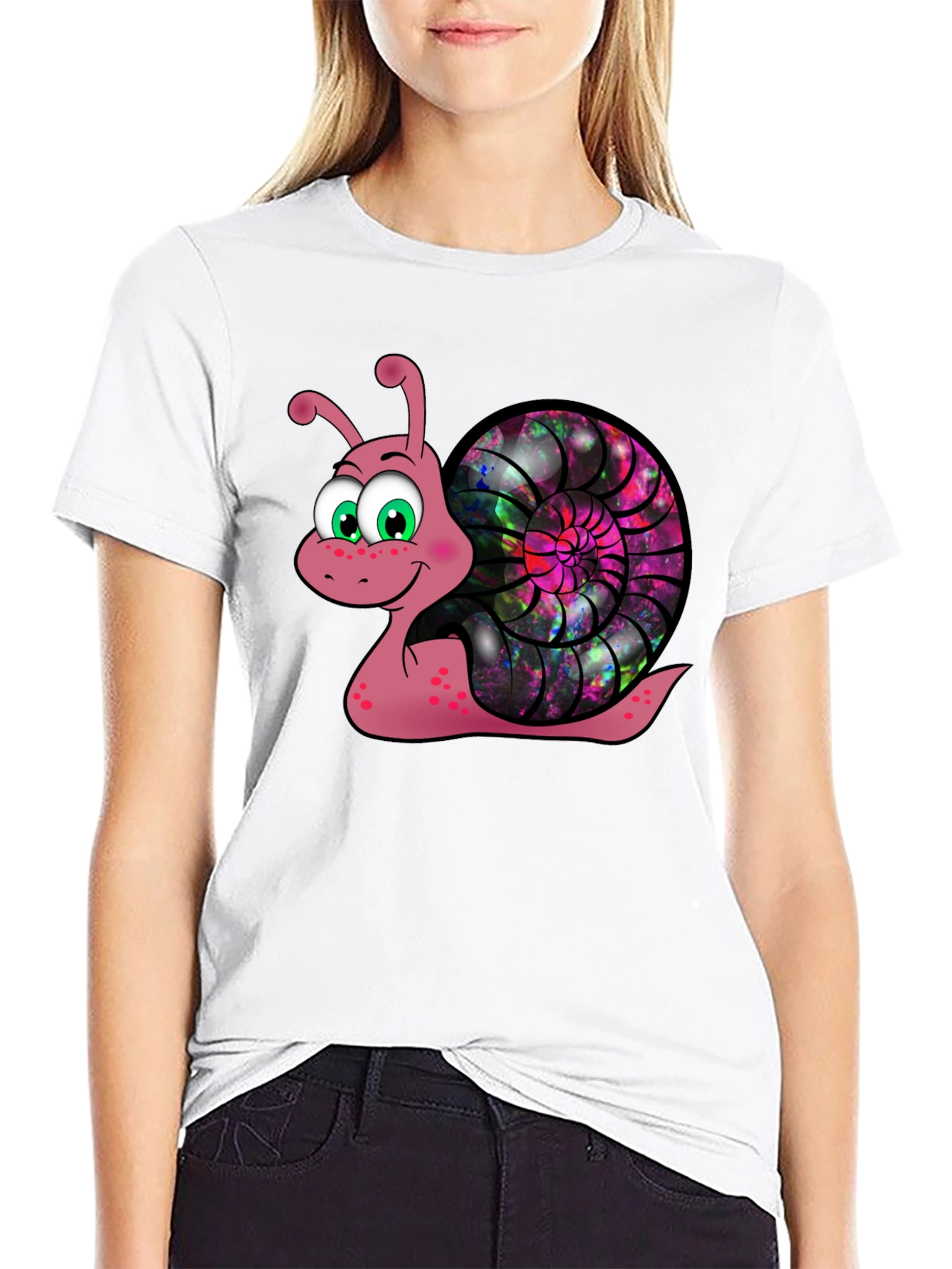 Cosmic Snail Graphic Tee - Unique Cartoon Design