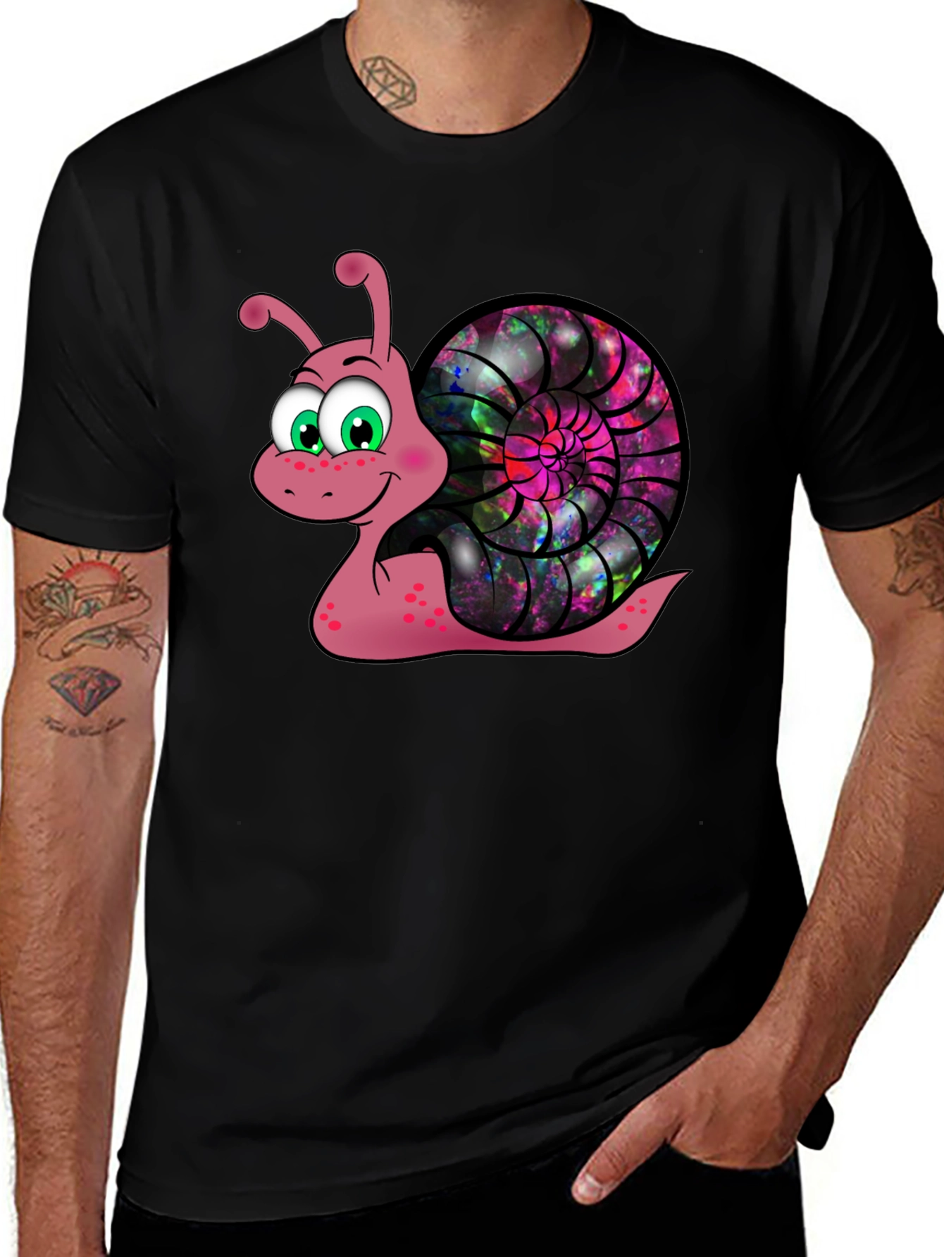 Cosmic Snail Graphic Tee - Unique Cartoon Design