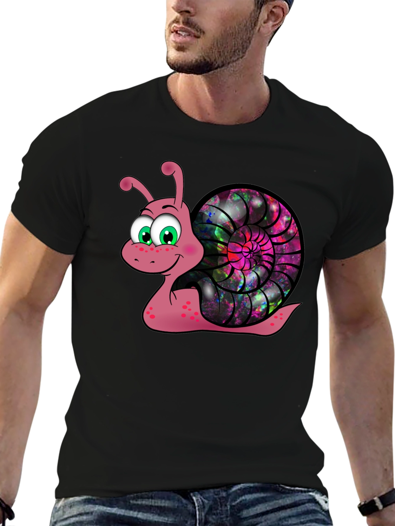 Cosmic Snail Graphic Tee - Unique Cartoon Design