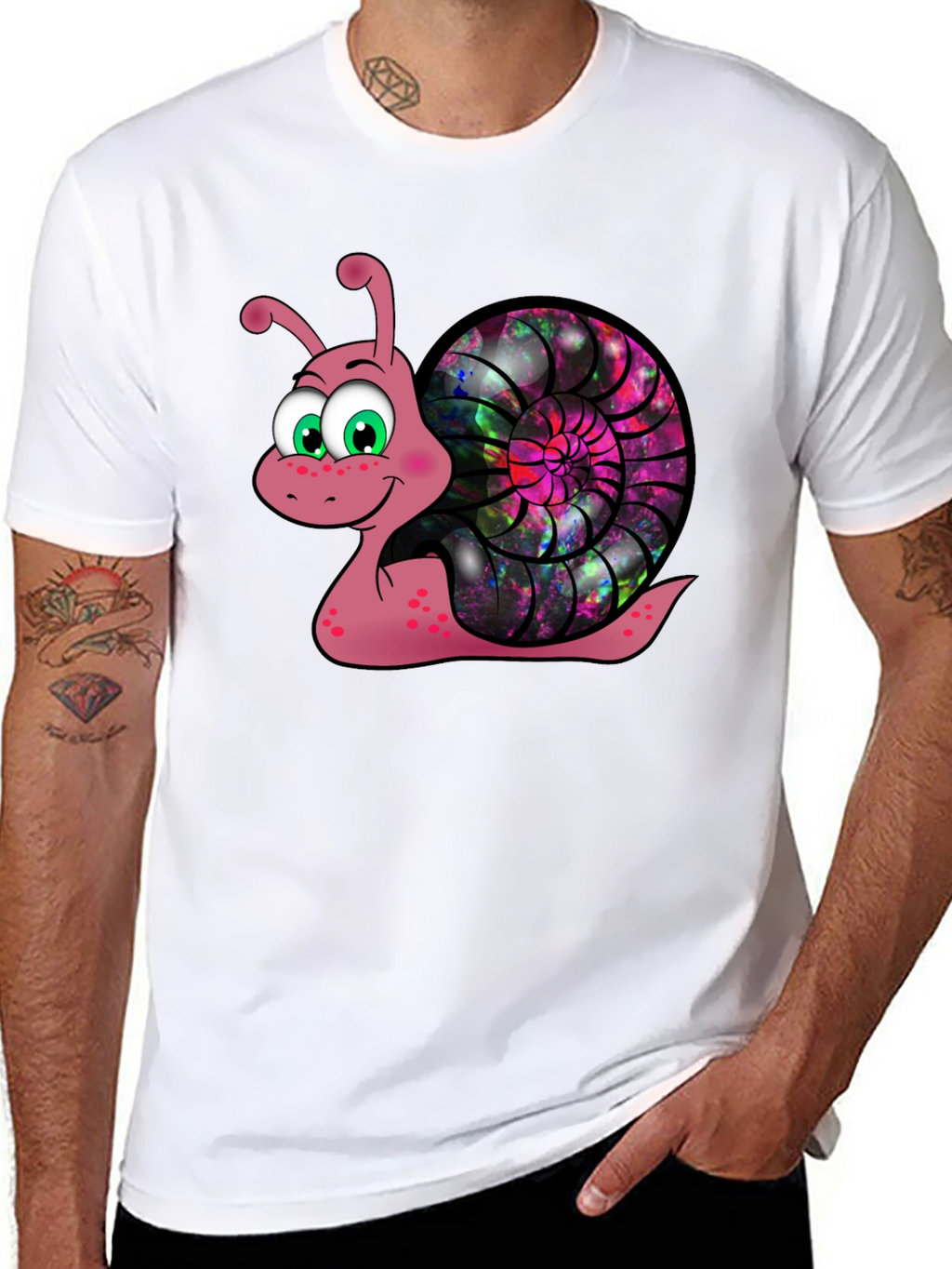 Cosmic Snail Graphic Tee - Unique Cartoon Design