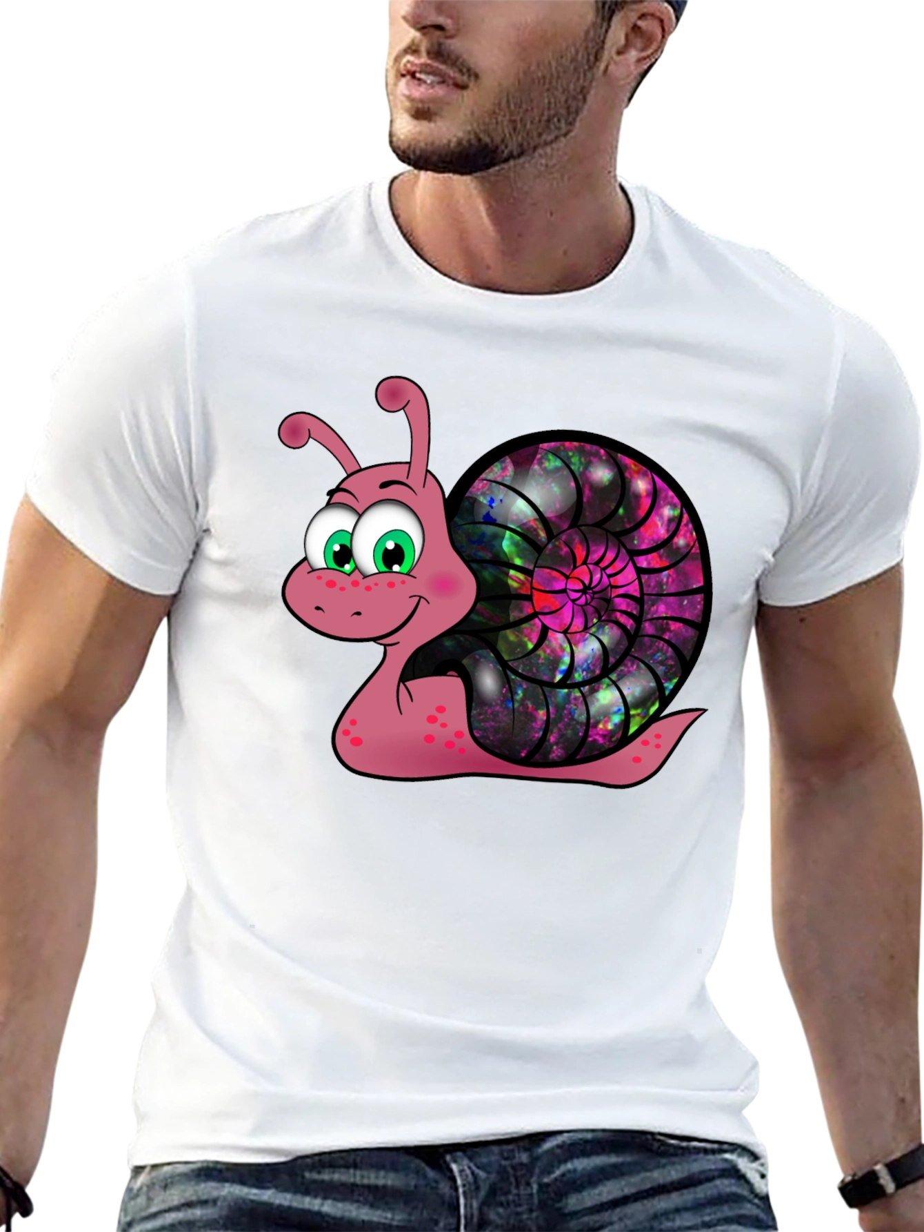 Cosmic Snail Graphic Tee - Unique Cartoon Design