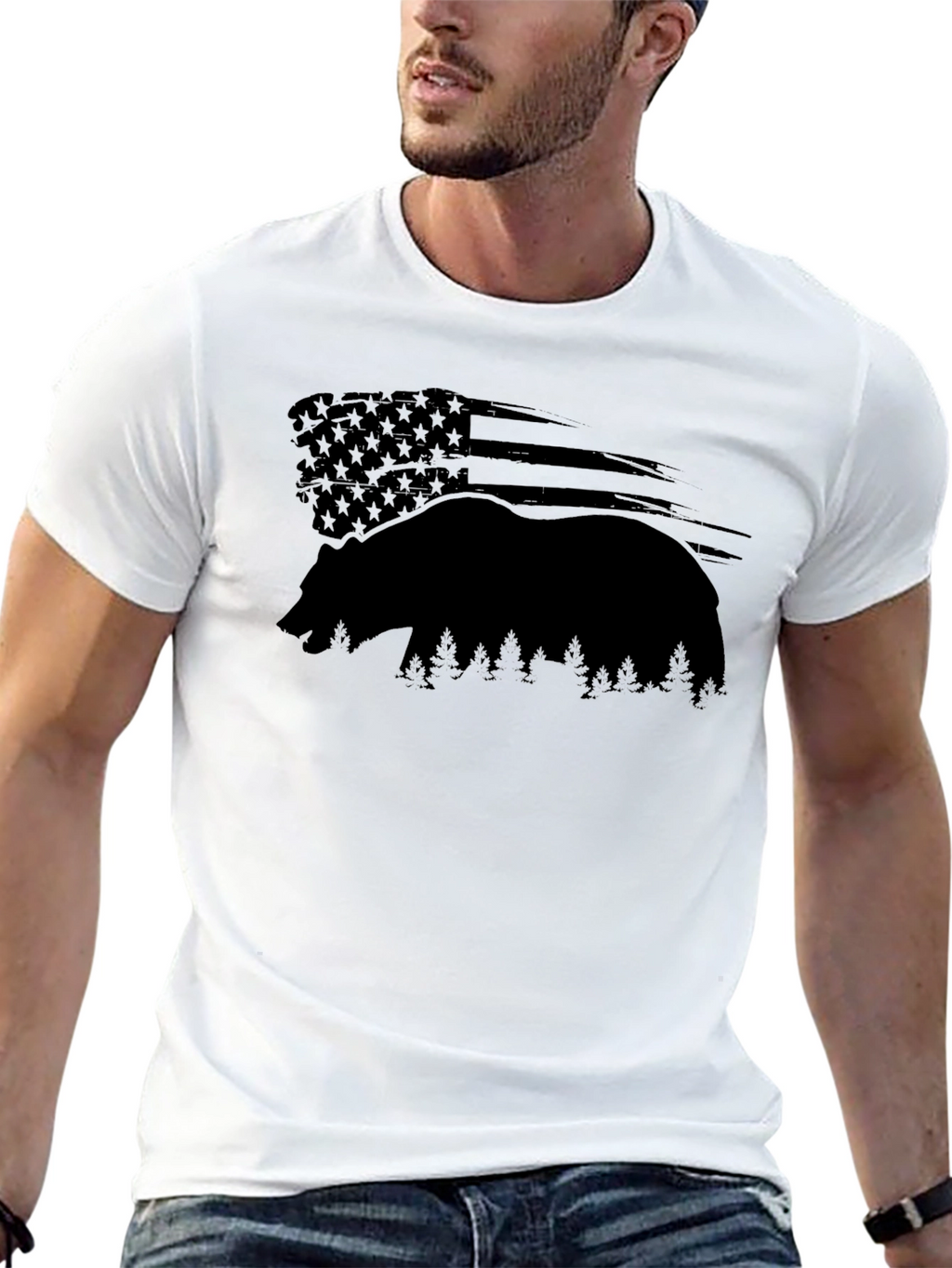 American Bear Silhouette Graphic T-Shirt