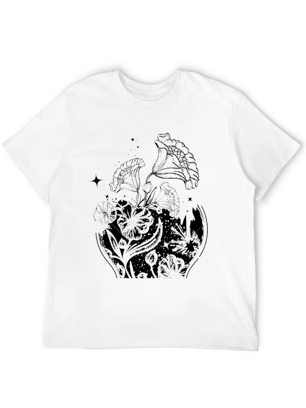 Floral Graphic Print Black T-Shirt