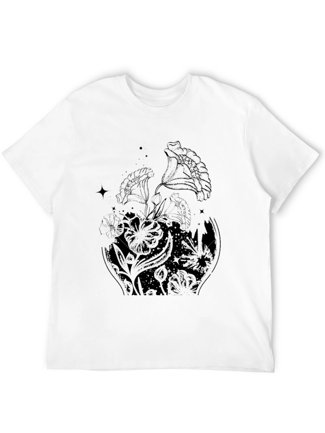 Floral Graphic Print Black T-Shirt