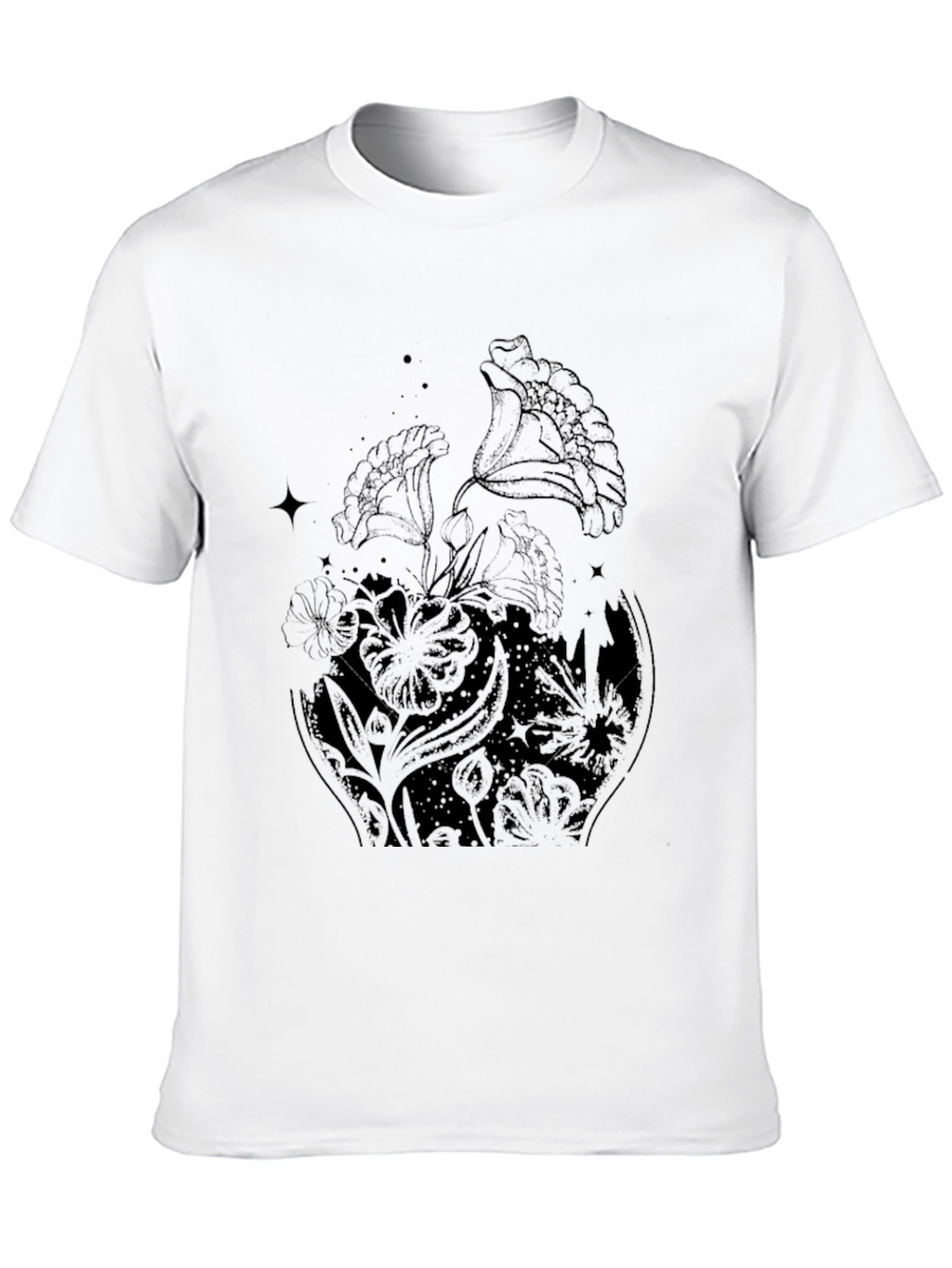 Floral Graphic Print Black T-Shirt