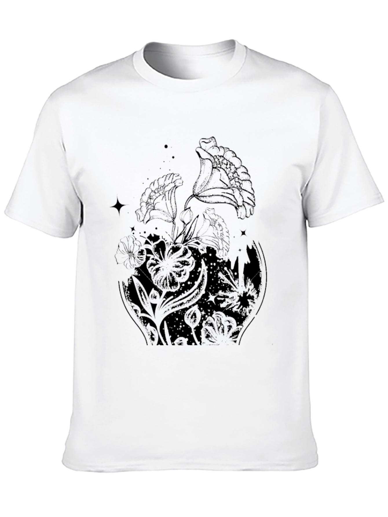 Floral Graphic Print Black T-Shirt