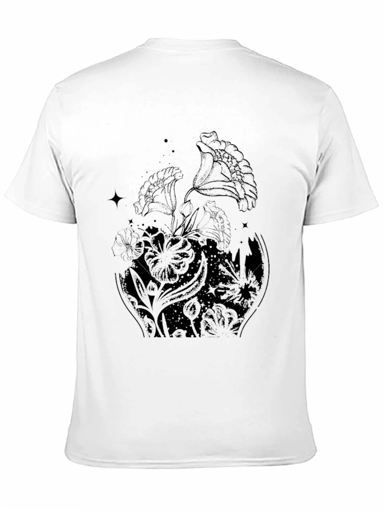 Floral Graphic Print Black T-Shirt