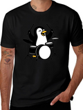 Penguin Drummer Black T-Shirt - Music Lover Tee