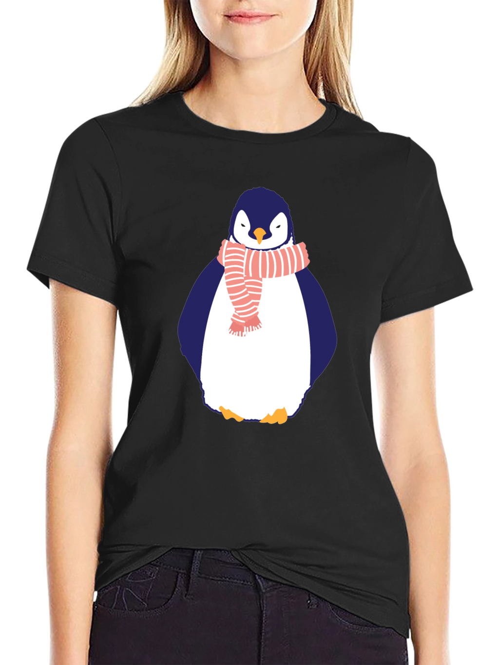 Penguin Scarf Graphic Tee - Mens Black T-Shirt