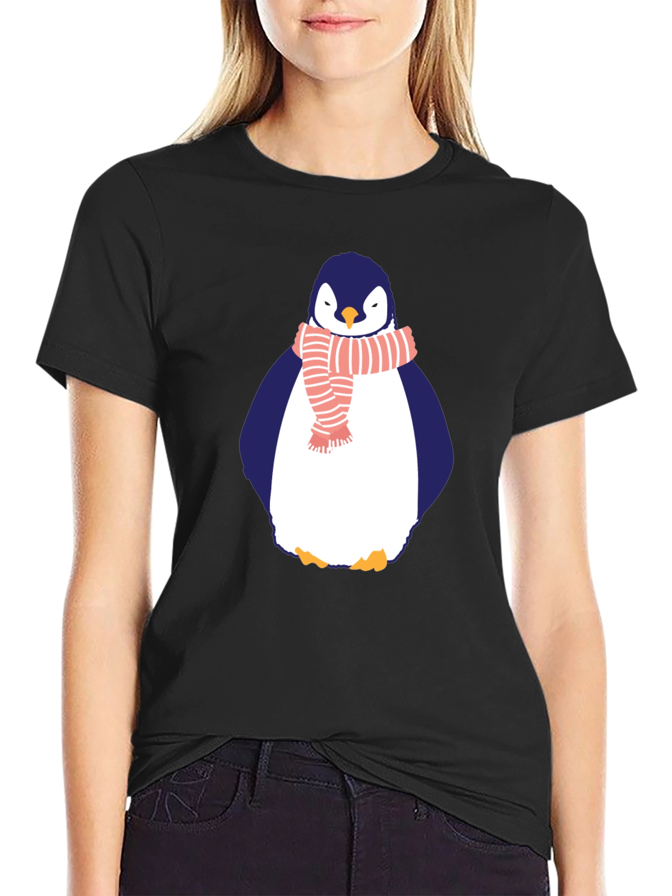Penguin Scarf Graphic Tee - Mens Black T-Shirt