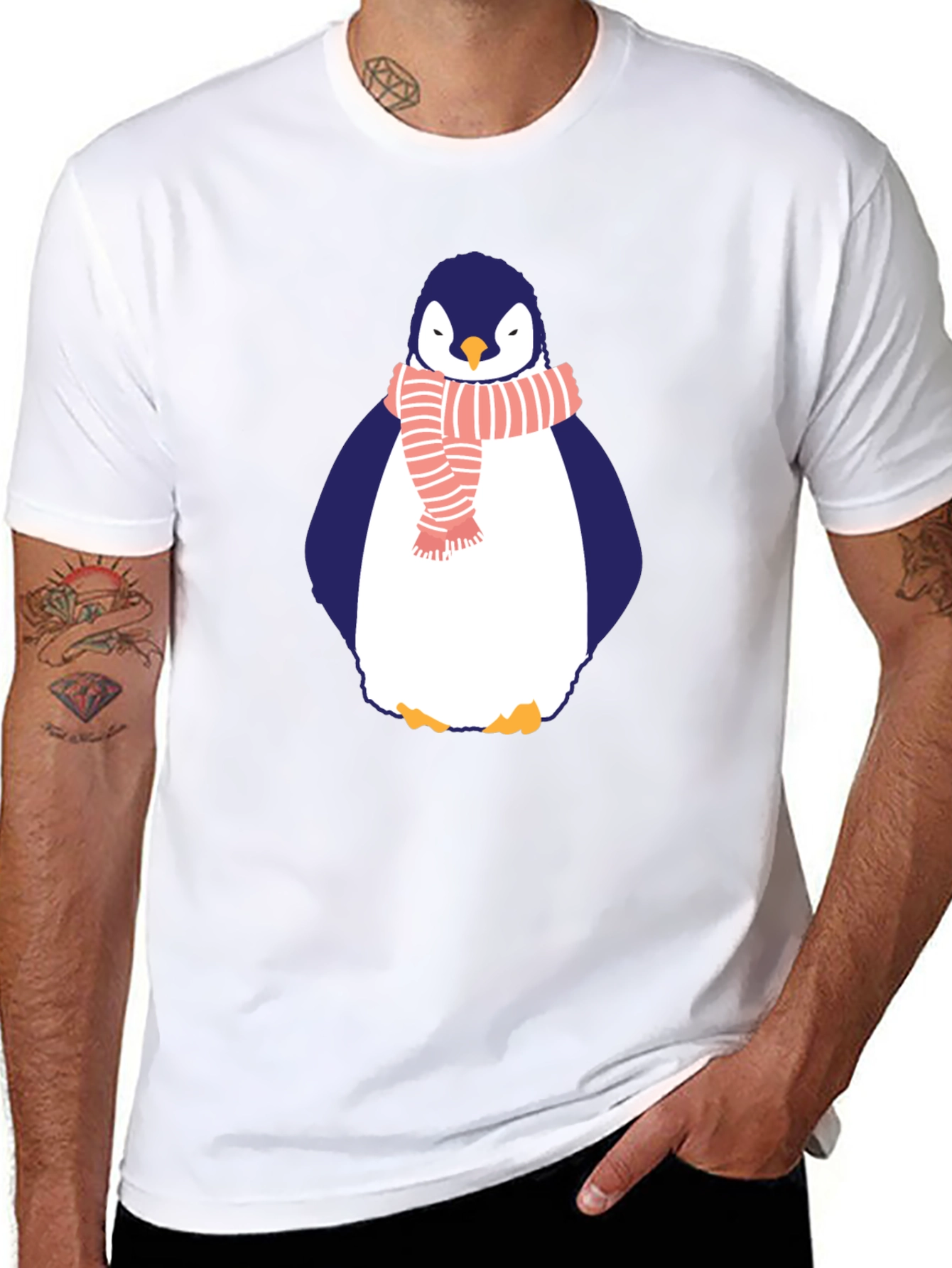 Penguin Scarf Graphic Tee - Mens Black T-Shirt