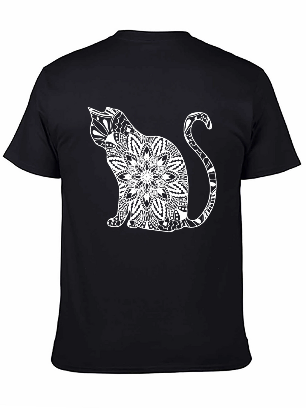 Black Cat Mandala T-Shirt - Unique Graphic Tee
