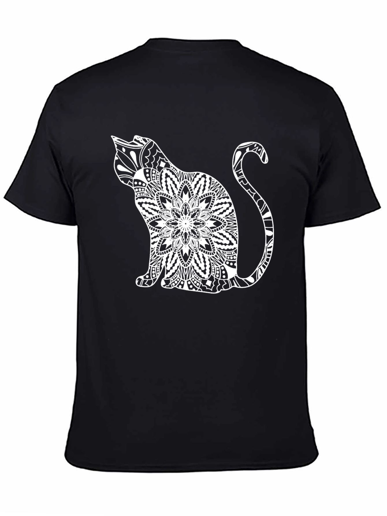 Black Cat Mandala T-Shirt - Unique Graphic Tee