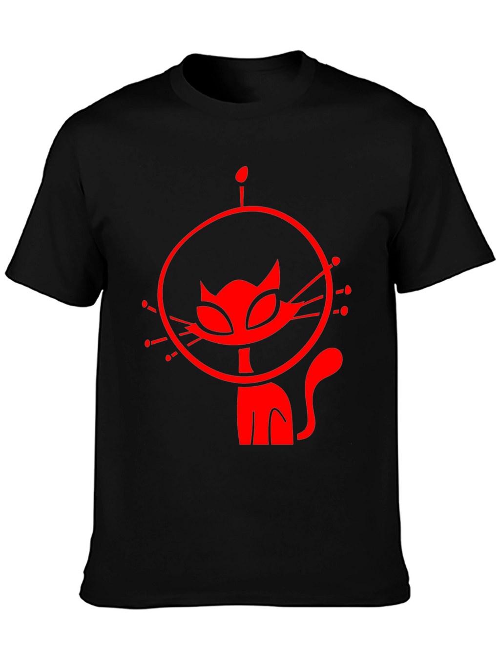 Retro Cat Astronaut Black Graphic Tee