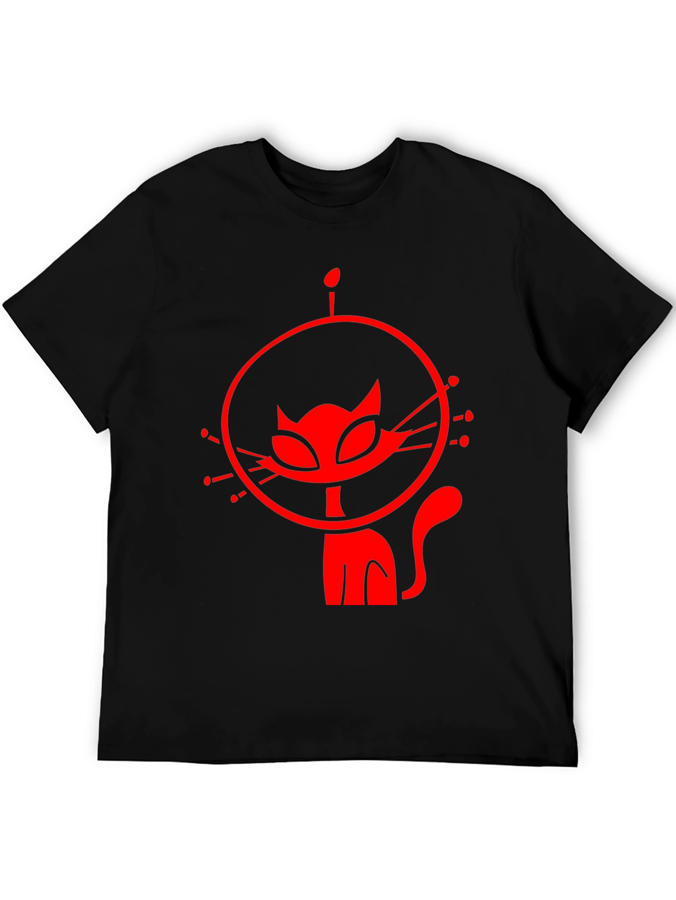 Retro Cat Astronaut Black Graphic Tee