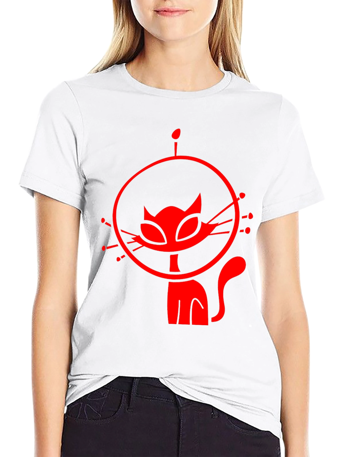 Retro Cat Astronaut Black Graphic Tee