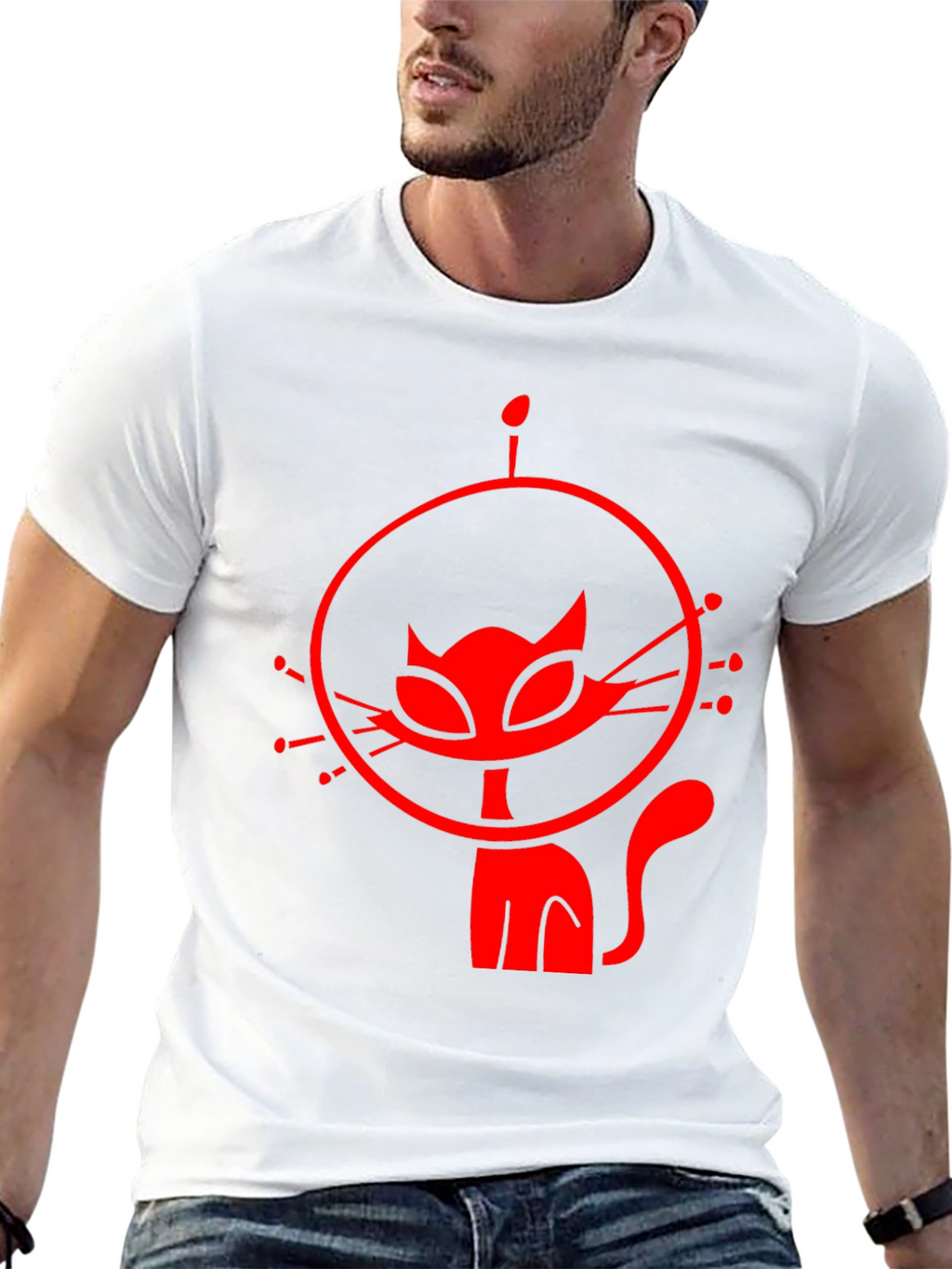 Retro Cat Astronaut Black Graphic Tee