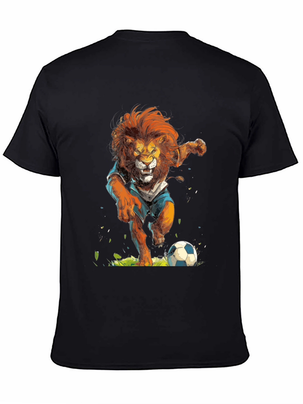 Lion Soccer T-Shirt - Black Graphic Tee