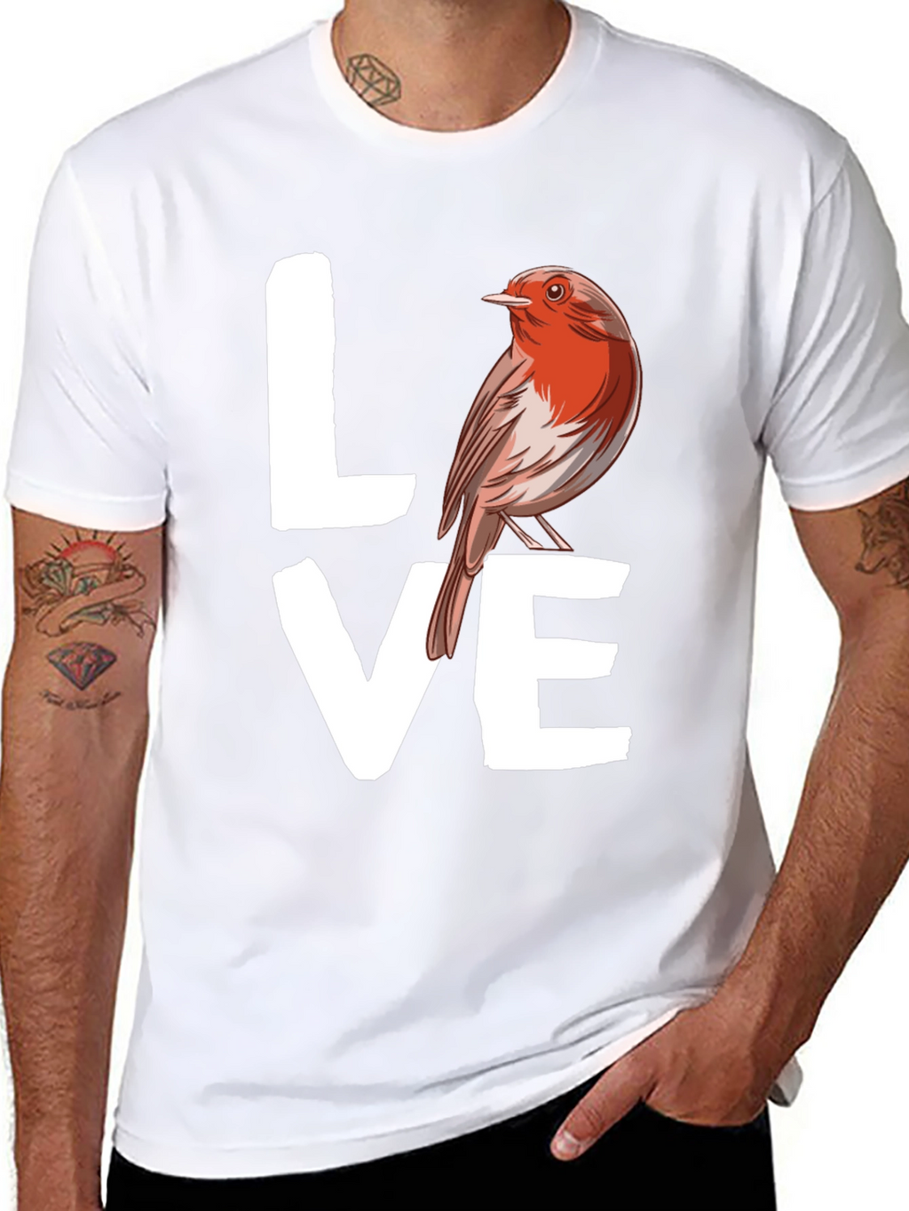 Love Bird Graphic Tee - Black Cotton T-Shirt