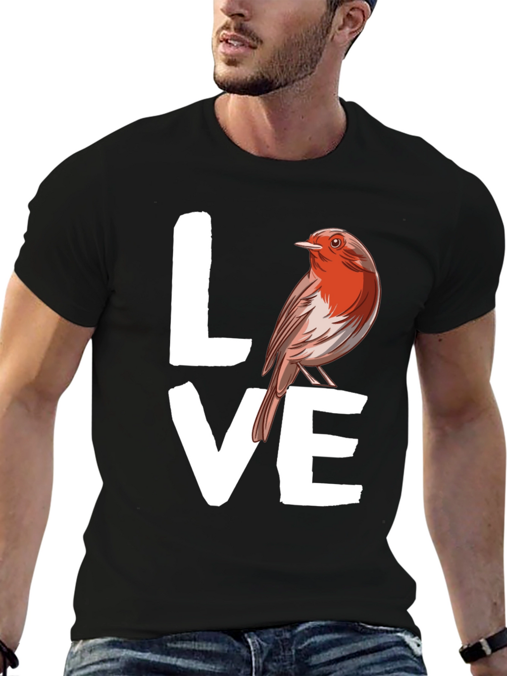 Love Bird Graphic Tee - Black Cotton T-Shirt