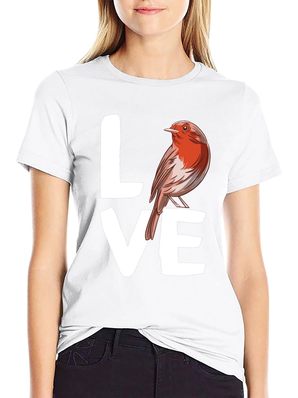 Love Bird Graphic Tee - Black Cotton T-Shirt