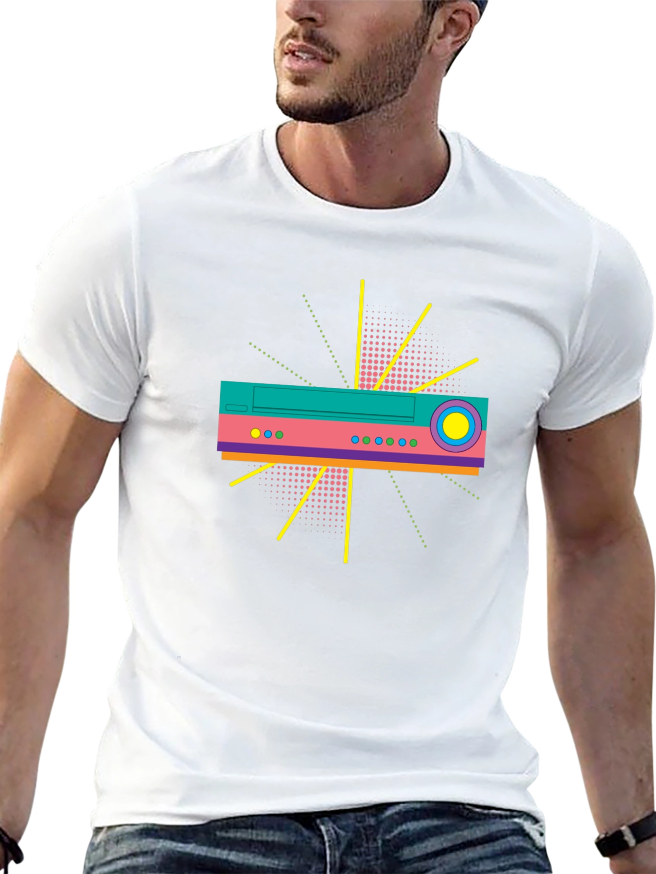 Retro Tech Graphic T-Shirt - Bold 80s Design