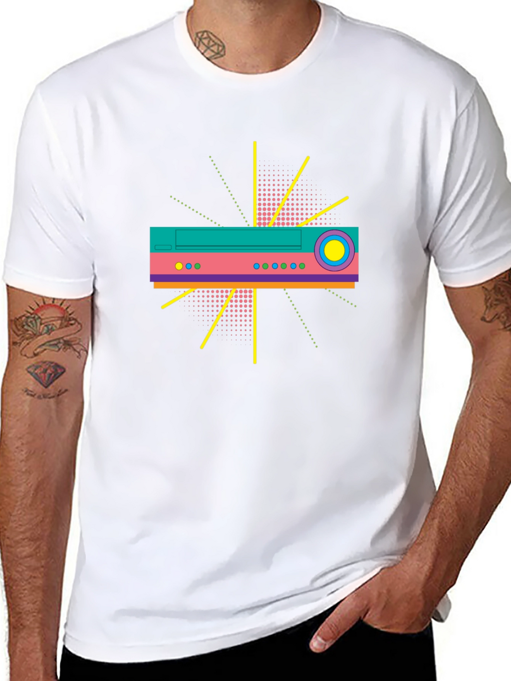 Retro Tech Graphic T-Shirt - Bold 80s Design
